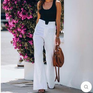 NWT COTTON HIGH RISE FLARED PANTS - WHITE / SIZE S